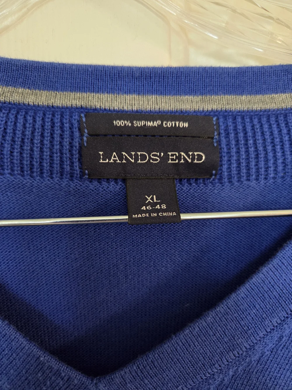 Lands' End Men's Royal Blue V-Neck Sweater